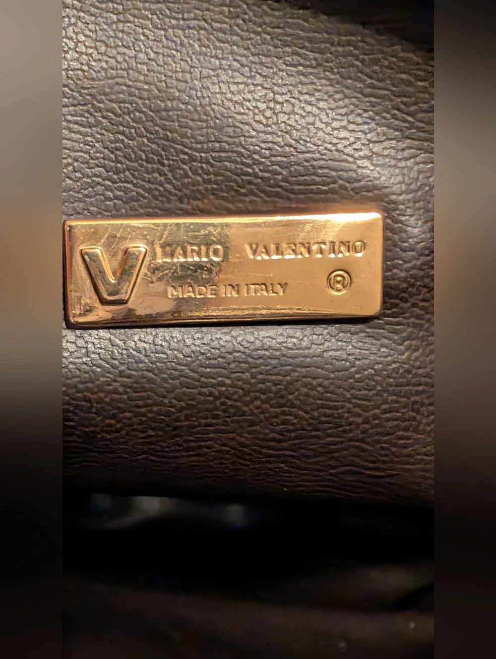 MARIO VALENTINO Coated Canvas Medium Clutch Bag Brown GUC